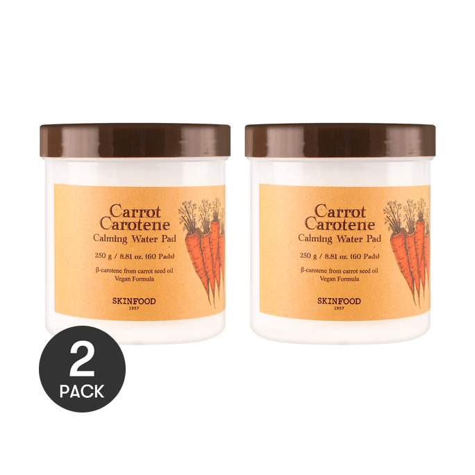 Carotene (Carrot) Calming Water Pad - Overnight Rescue for Sensitive Skin Repair 60pcs*2【Value Pack】