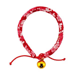 ヒッピードッグ 迷子防止 風よけ 猫用首輪 - レッド スモールフラワー ゴールドベル L