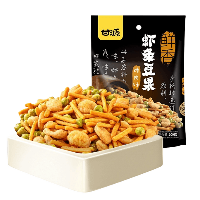 【中国直送】甘源海老せんべいと豆フルーツバーベキュー味 100g