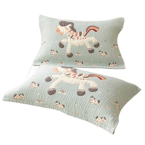 [중국 직배송] HSPM 순면 베개 커버 (2개입) - A등급 엄마와 아기용 100% 순면 거즈 베개 커버, 미끄럼 방지, 부드러운 만화 스타일, 100% 순면, 회청색 (2개입)