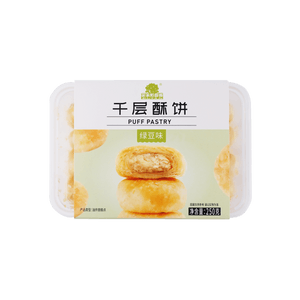 果子町園道 千層酥餅 綠豆味 250g【酥脆掉渣 細膩綠豆餡】