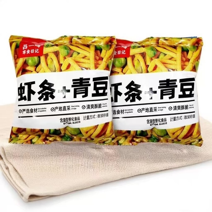 【中国直邮】 吕一鸣 虾条青豆果蔬果追剧解馋零食小吃虾条+青豆30g*4袋