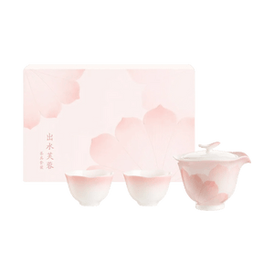 故宫文创 出水芙蓉羊脂玉泥茶具套装 茶杯礼盒文创礼物 1套 内含1茶壶2小杯