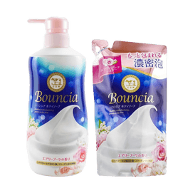 Bouncia Rose Body Soap Body Wash 480ml 16.2fl.oz+Refill 12.2 fl.oz.【Value Pack】