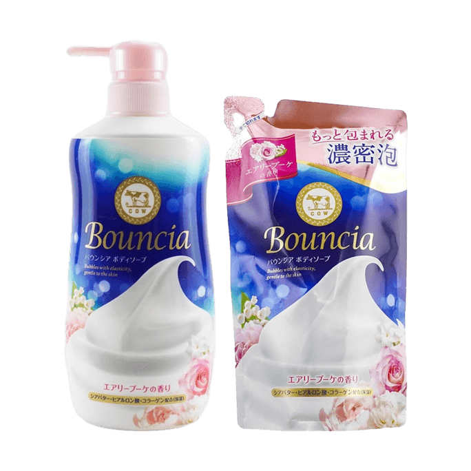 Bouncia Rose Body Soap Body Wash, 16.2 fl oz 16.2 fl oz+Refill 12.2 fl oz.【Value Pack】