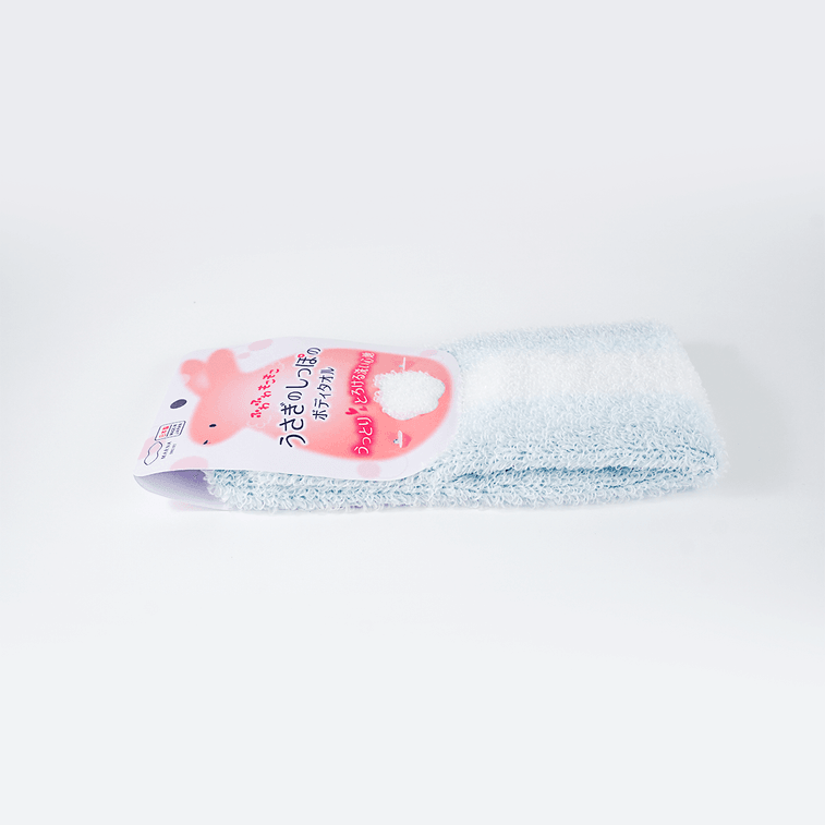 日本MARNA 洗澡搓澡沐浴巾 動物主題 藍色兔 4