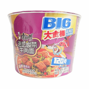 康师傅 大食桶 老坛酸菜牛肉面 143g 【酸爽过瘾】【经典美味】