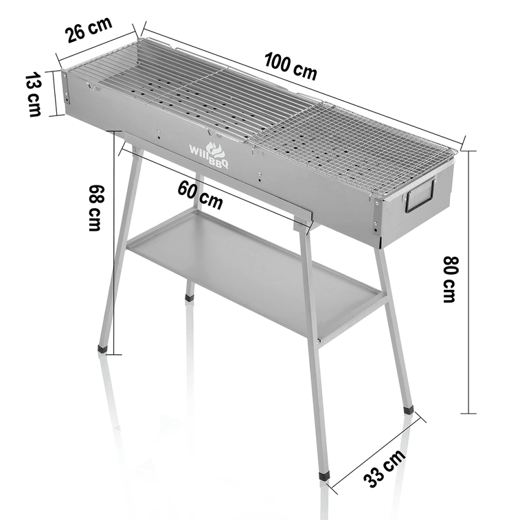 상업 품질 휴대용 숯불 그릴 양고기 꼬치 접이식 캠핑 바베큐 그릴 (100x36x18cm) 3