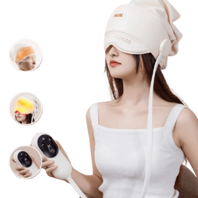 Head Massager with Eye Hot Compress and Meridian Stimulation - Premium Edition - Apricot Colour - 1 Unit