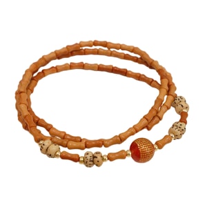 【中国直邮】 HSPM 天然竹节橄榄核手串星月菩提红玛瑙心经三圈多宝手链 天然橄榄星月菩提心经F 1个