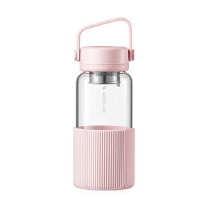 Portable glass tea bottle with Removable Infuser pink