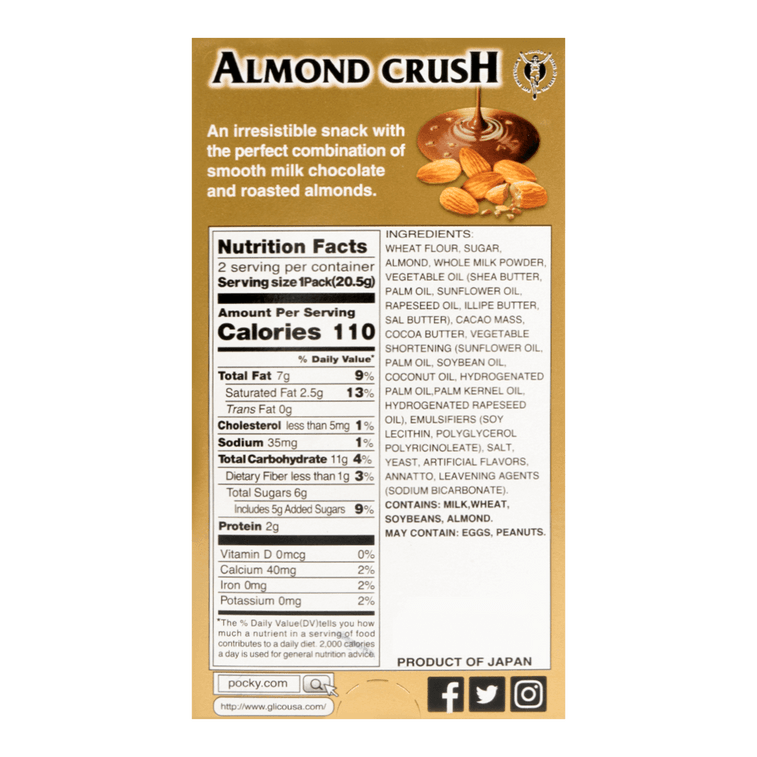 Pocky Almond Crush Chocolate Cream Covered Biscuits Sticks, 1.45 oz 9