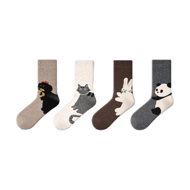 메리노 울 여성용 크루삭스, 포근한 디자인, 4켤레 세트