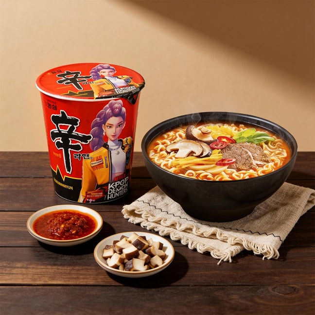 Kpop Demon Hunters Shin Ramen - Korean Instant Noodles ,Small Cup ,2.29 oz 【Netflix Limited Edition】【Package varies】