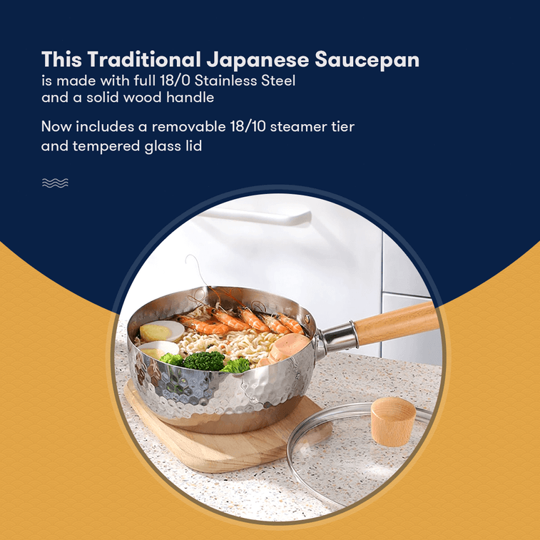 Stainless Steel Yukihira Pan With Steamer, 7.1 inch 12