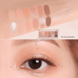 12-Color Eyeshadow Palette, Matte and Shimmer, Long-lasting, No Smudging #01 Coral Studio