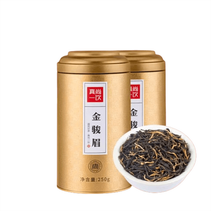 [중국 직배송] 진상이인금준매 홍차, 풍부한 향, 새해 선물 세트, 정통 금준매 우이 신차, 500g 캔