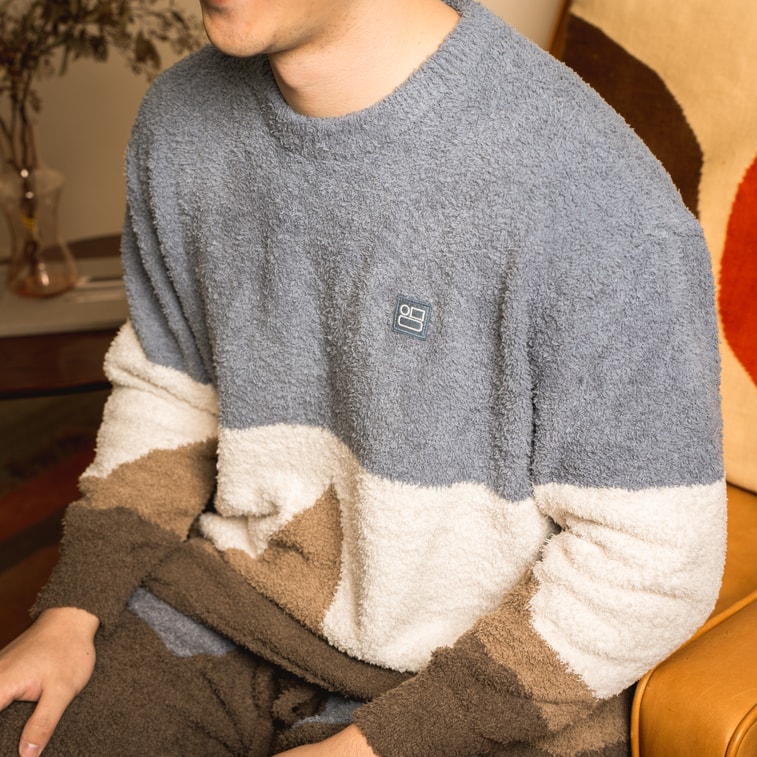 BANANAIN蕉內 男士套頭半邊絨家居服套裝 可外穿加厚保暖套裝睡衣睡褲 圓領套頭款 555C 深岩褐 M碼 3