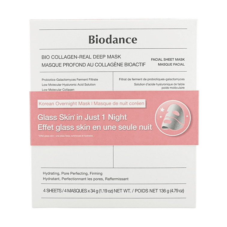 Bio-Collagen Real Deep Mask, Hydrating, Pore Minimizing, Firming, 1.19 oz.*4pcs Overnight Mask 6