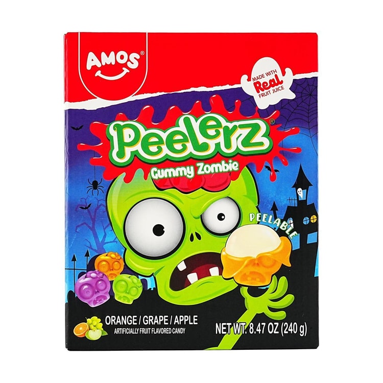 Amos Sweets Peelerz Zombiee Jelly Gummy Candy,Orange+Grape+Apple