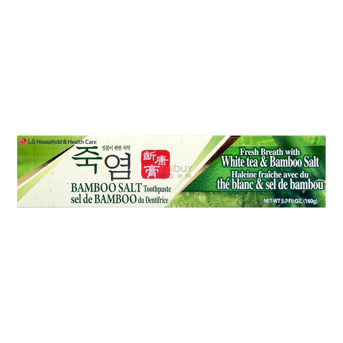 韩国LG 天然植物配方清新竹盐牙膏 160g 保护牙龈 减少牙菌斑