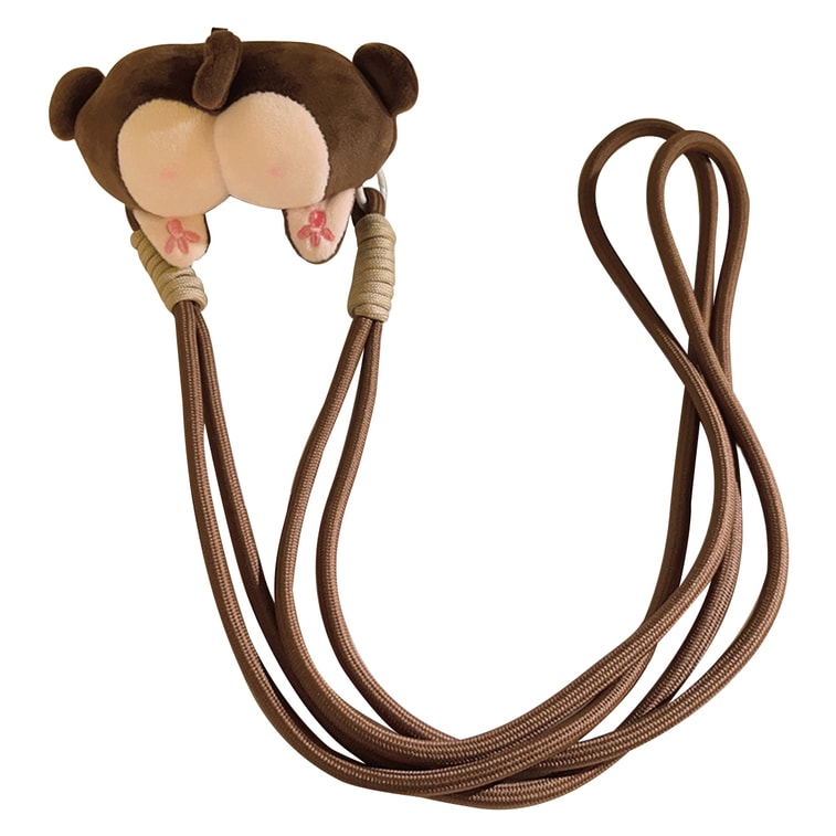 HSPM 新款可爱创意公仔屁屁手机背夹斜跨手机链加长绳通用手机壳diy手工编织小猴屁屁公仔背夹+棕色长绳 F 7