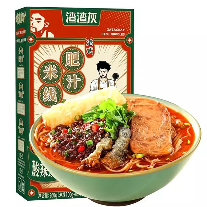 [중국에서 온 다이렉트 메일] 짜자후이 홍콩식 쌀국수 새콤달콤 인스턴트라면 야식용 냄비라면 260g/box