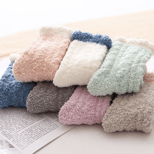 Plush Socks Colorful Twisted Coral Fleece White