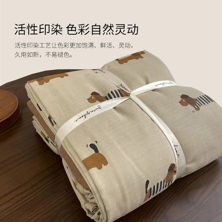 【中国からの直送】Lillabuy ダックスフント犬 3 点コットンベッドセット四季寝具シーツキルトカバー家庭用品 (シーツ * 1 + 掛け布団カバー * 1 + 枕カバー * 1) ツインサイズ 3