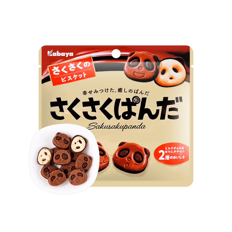 日本KABAYA卡巴也 熊貓造型巧克力曲奇餅乾 47g 9