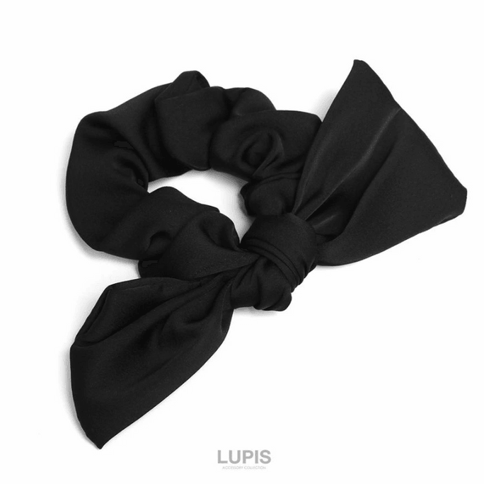[일본 직배송] 루피스 무광 새틴 리본 헤어 타이, 블랙, 1개, v2562