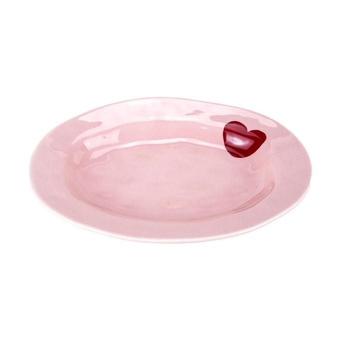 蓝菲 陶瓷粉色爱心餐具 椭圆餐盘盘子 25.7cm
