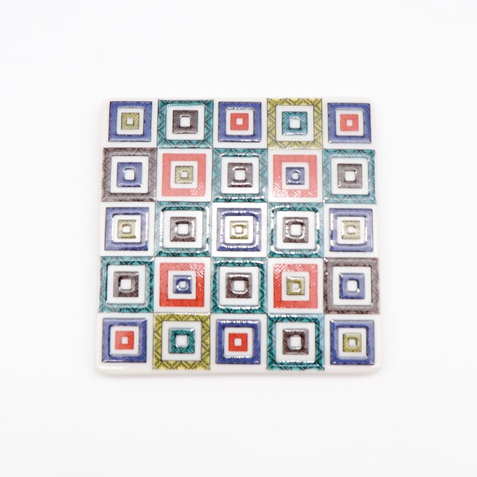 Kutani Ware Handmade Square Coaster (Tile 3.54 x 3.54 in) Made in Japan
