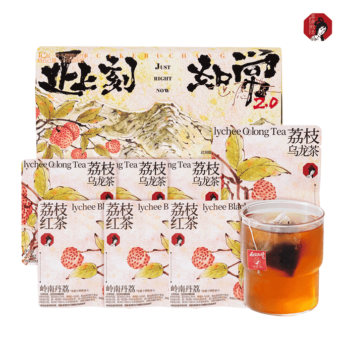 Chayan Yuese As Usual Wish Tea - Lychee Oolong Tea Lychee Black Tea Cold Brew Tea Bags (1 box, 7 small packets, 17.5 grams)