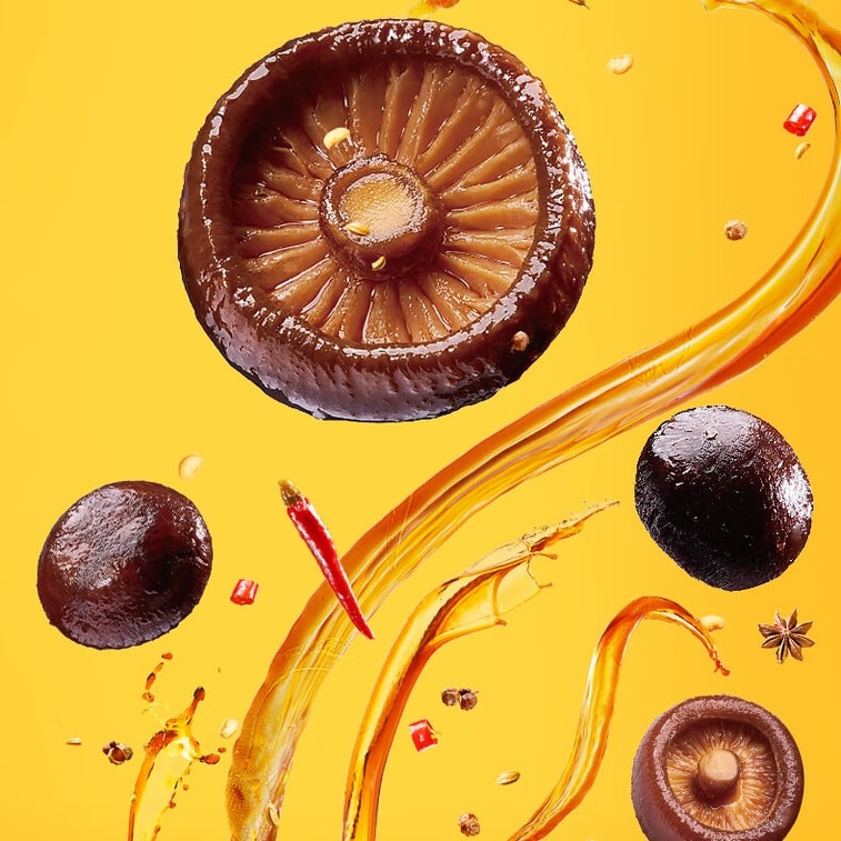 周黒亜 椎茸煮 128g、スパイシー煮込みベジタリアンきのこ、スパイシーボタンきのこ、武漢特産、スパイシーでおいしい煮込みスナック、真空パック [厳選された花茸、きのこの濃厚な風味、滑らかで柔らかい食感] 5