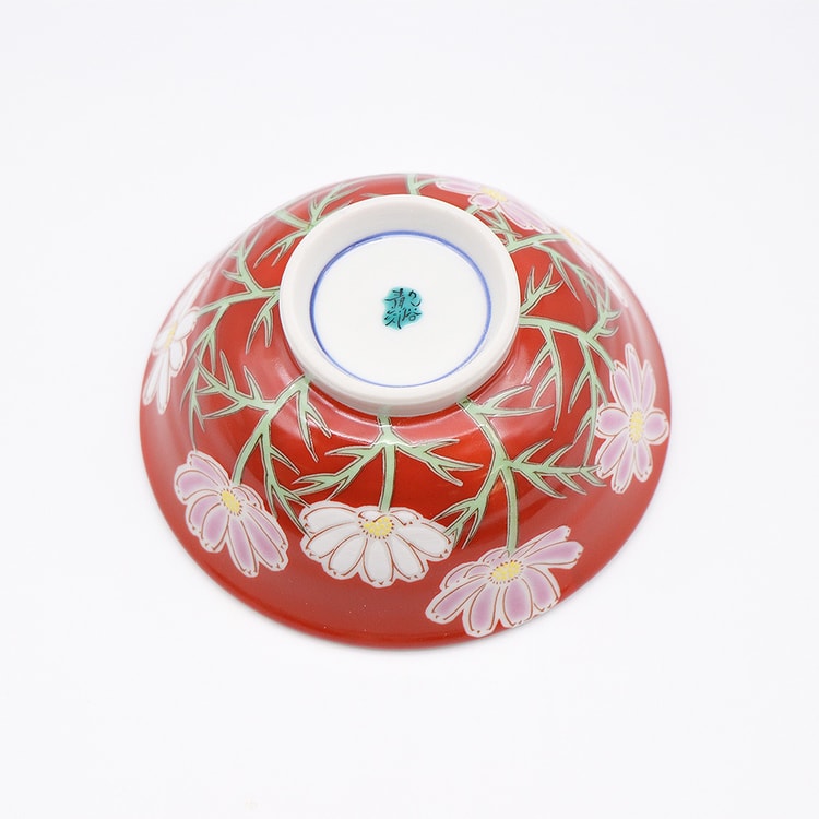 日本九谷瓷手工主碗(波斯菊4.64英寸x 4.64英寸) - 亚米