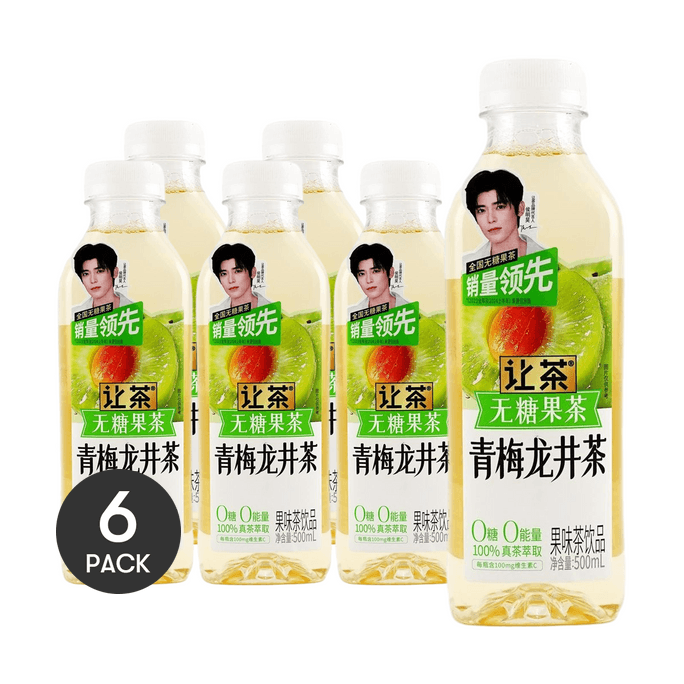 讓茶 青梅龍井茶飲料 無糖果茶 500ml *6【6份超值裝】【侯明昊同款】【零糖低卡】【酸甜清新茶香四溢】【夏日解渴必備】【維C滿滿】