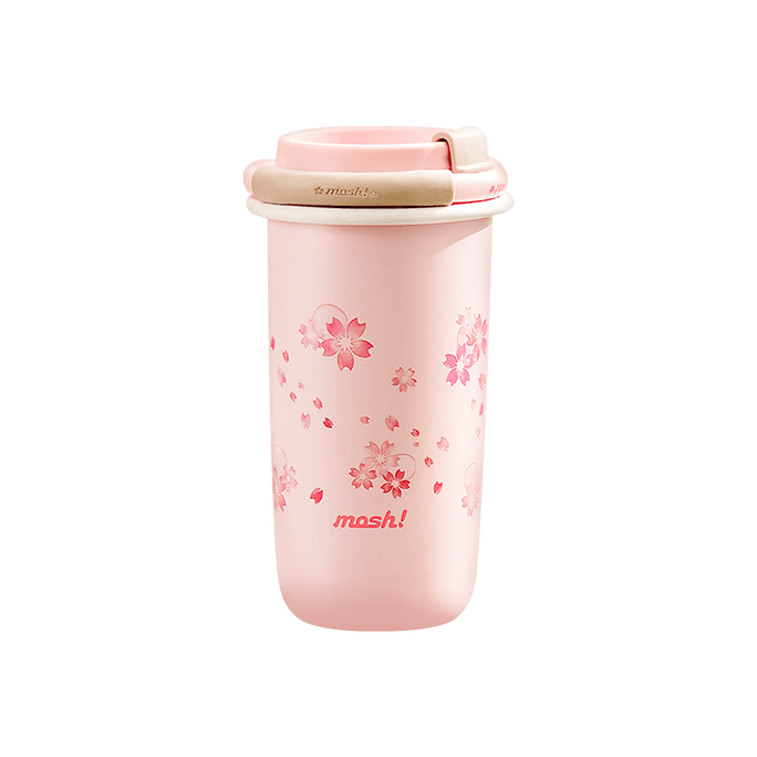 Latte Straw Insulated Coffee Mug Vacuum Stainless Steel Tumbler with Lid Thermos  480ml Sakura Pink 