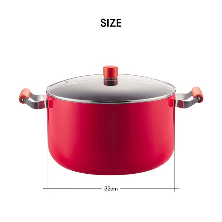 日本PEARL LIFE 汤锅家用燃气加厚深锅 煮粥蒸锅咖喱锅不粘锅 带玻璃盖 电磁炉适用 32cm 8