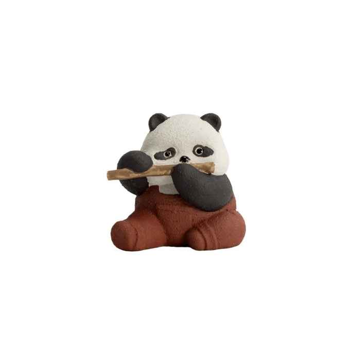 【中国直邮】 南山先生 熊猫紫砂茶宠茶玩可爱高档手工摆件茶具 笛乐 6.6*6.7cm