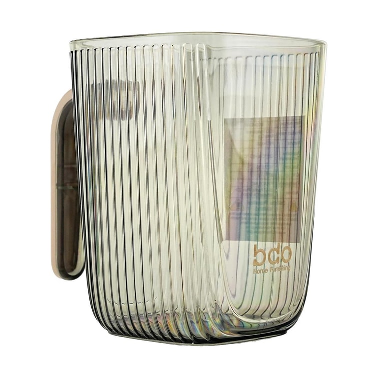 BDO 透明方型漱口杯 牙刷杯儿漱杯牙具杯牙缸 透明黑带把手 7.5×10cm 11