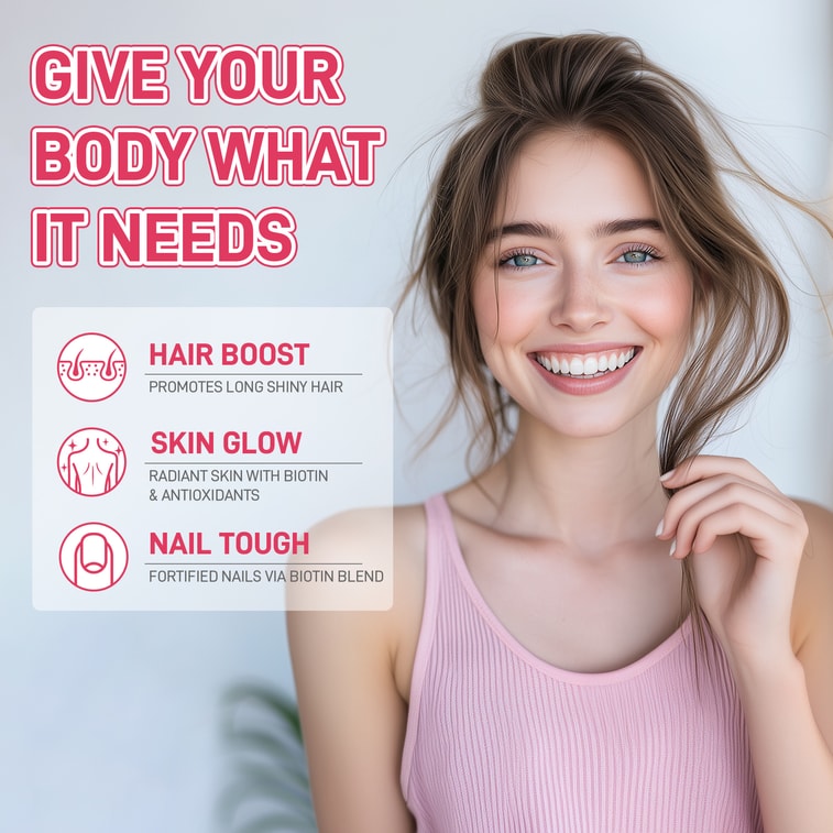 贝欧宝 草莓味60粒 发肤甲维生素软糖补充剂生物素咀嚼补充剂含维生素 A C D E 3