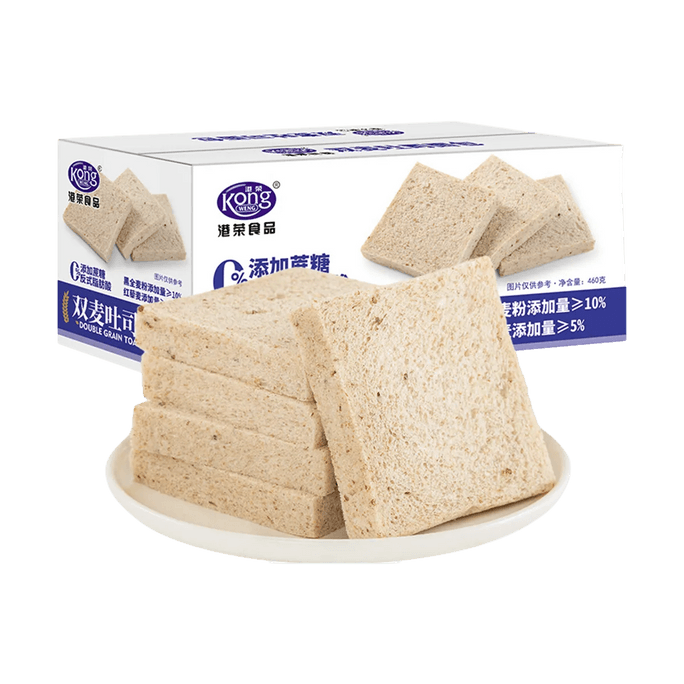 港荣 双麦吐司面包 460g【0蔗糖0反式脂肪】【营养早餐】