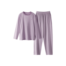 여성용 잠옷 세트 크루넥 긴 소매 실내복 301S 퍼플 M