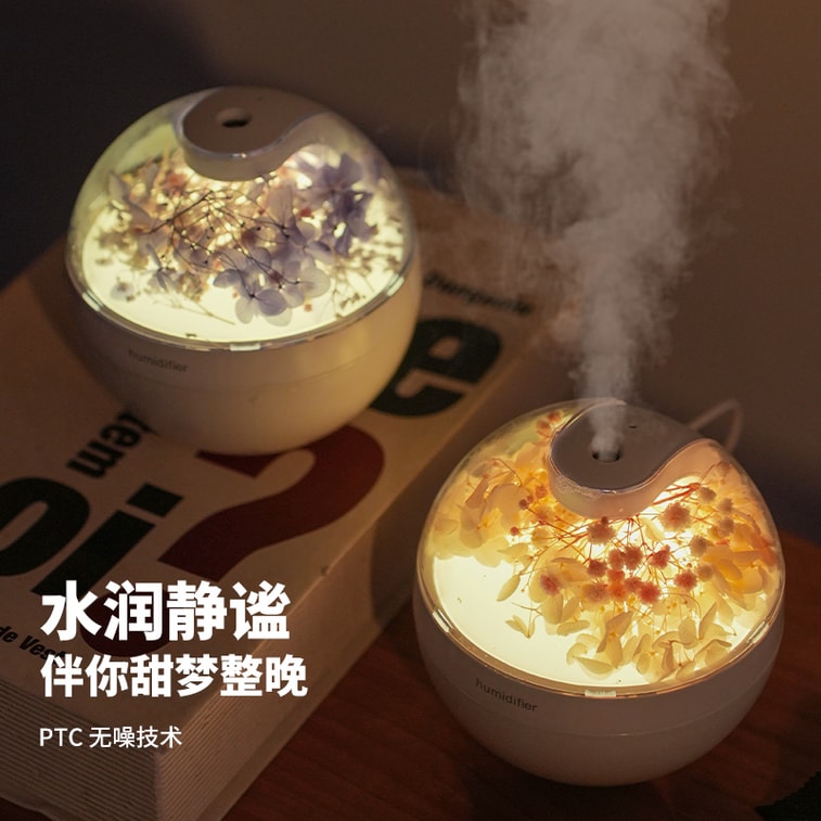 【中国空运直邮】 晶雅家 补水喷雾永生花加湿器 USB充电接口卧室迷你氛围灯加湿器 紫色 一台装 7