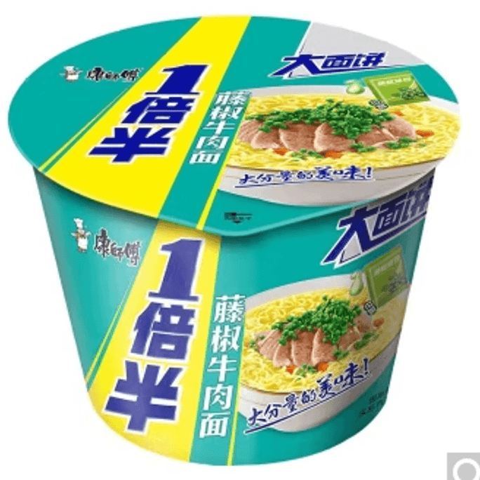【中国直邮】康师傅一倍半桶面藤椒牛肉味125*1桶