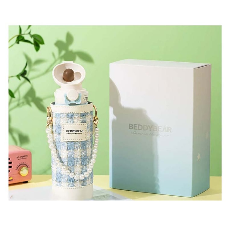 Portable Water Bottle with Tweed Carrier Bag and Bead Strap  470ml 3