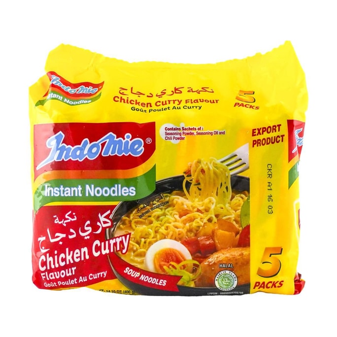 印尼INDOMIE 咖喱鸡味拉面 速食方便面 80g*5连包