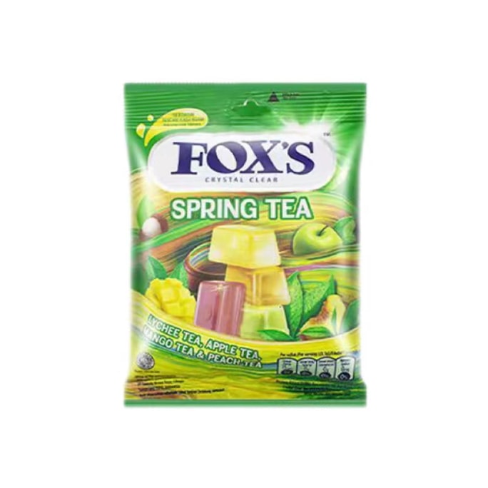 Indonesian Imported FOXS Crystal Sugar Mixed Fruit Candy Square Hard Candy Snack 90g - Tea 1 Bag
