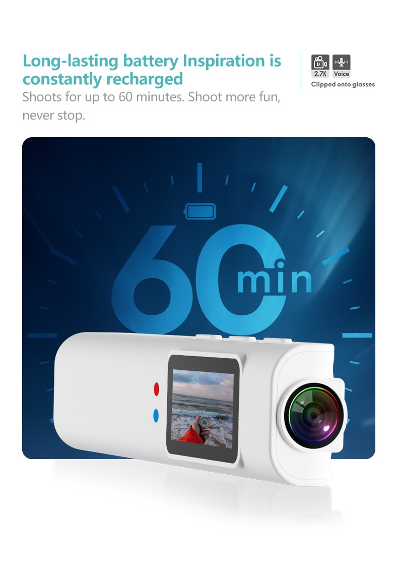 【中国直邮】 晶雅家 旅行骑行记录神器!1080P WiFi 眼镜运动相机 含 128G 内存卡 白色一套装